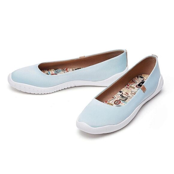 UIN Women's Ballet Flats Slip On Pointed Toe Casual Loafers (Blue Sky Silk) - Picture 4 of 7